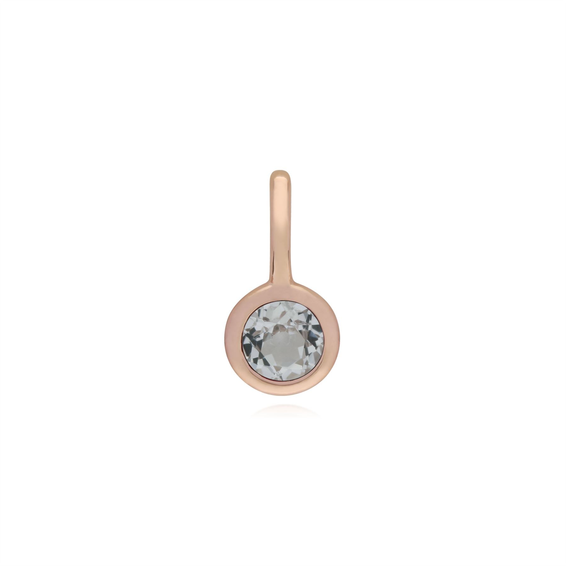 Pendentif Classique Cadenas Cœur Argent 925 Plaqué Or Rose et Charms Topaze Blanche