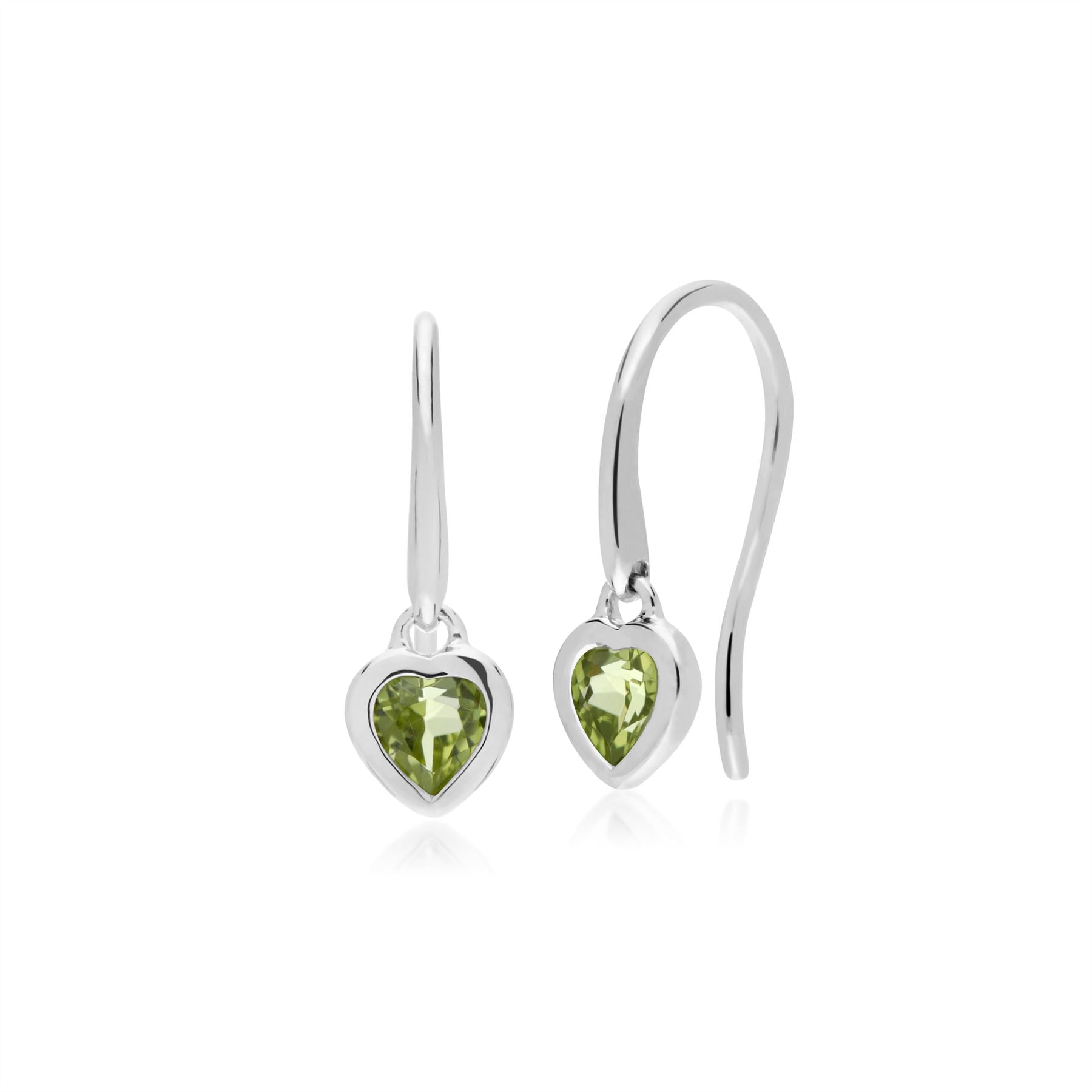 Argent Sterling Pierre Unique Peridot Boucles D'Oreilles Cœur Ouvert