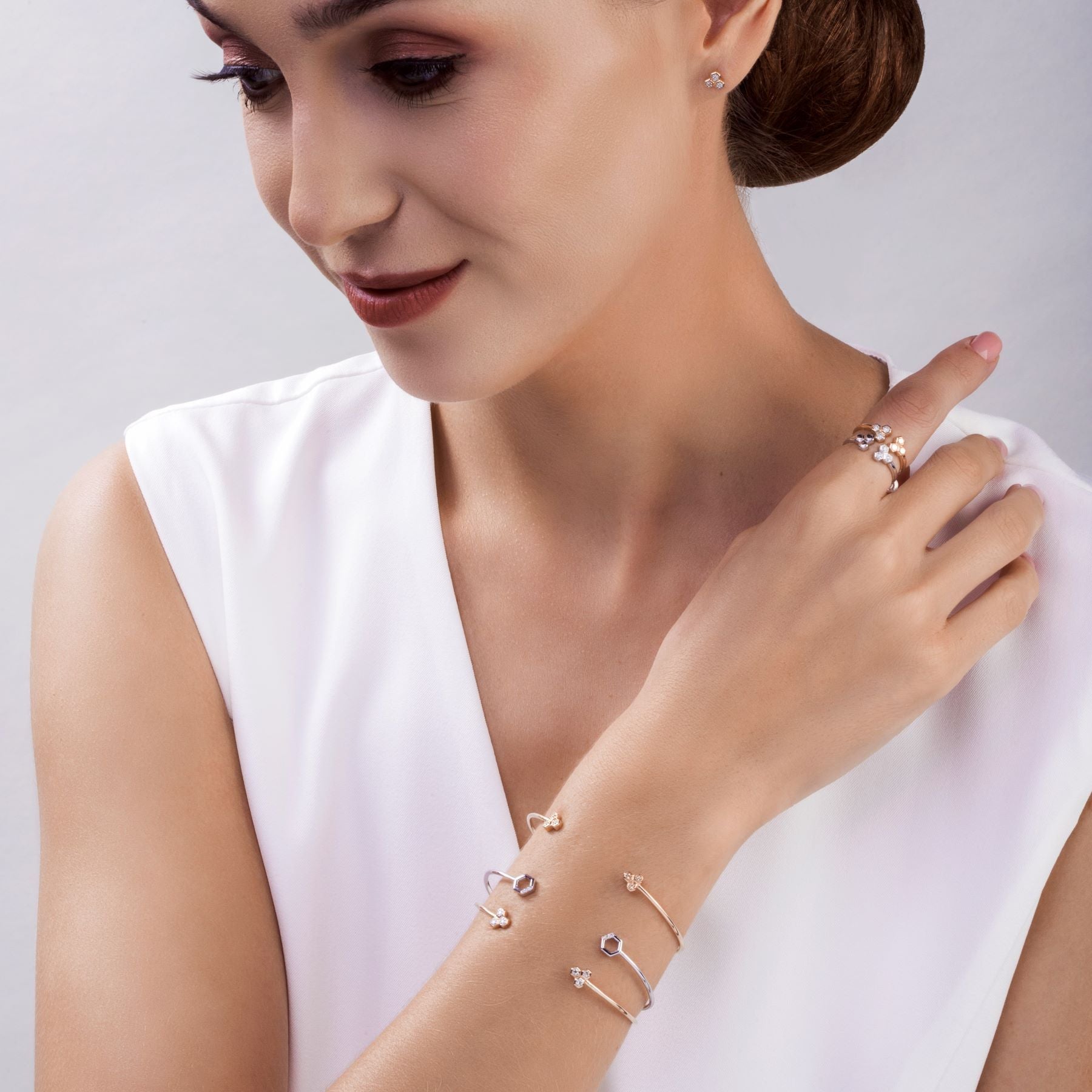 Bracelet Jonc Diamant Pavé Or Blanc 375 Diamant
