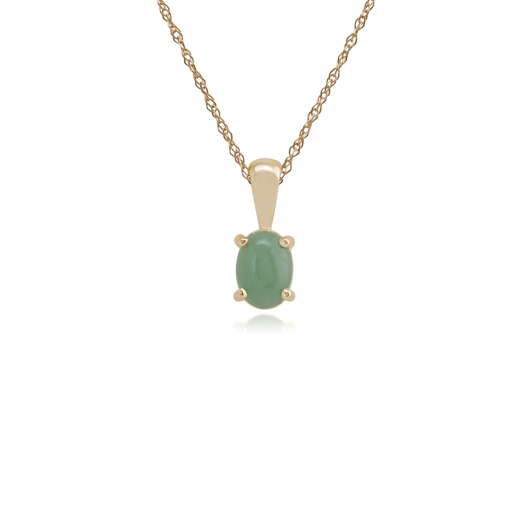 Pendentif Classique Or Jaune 375 Jade Vert Oval