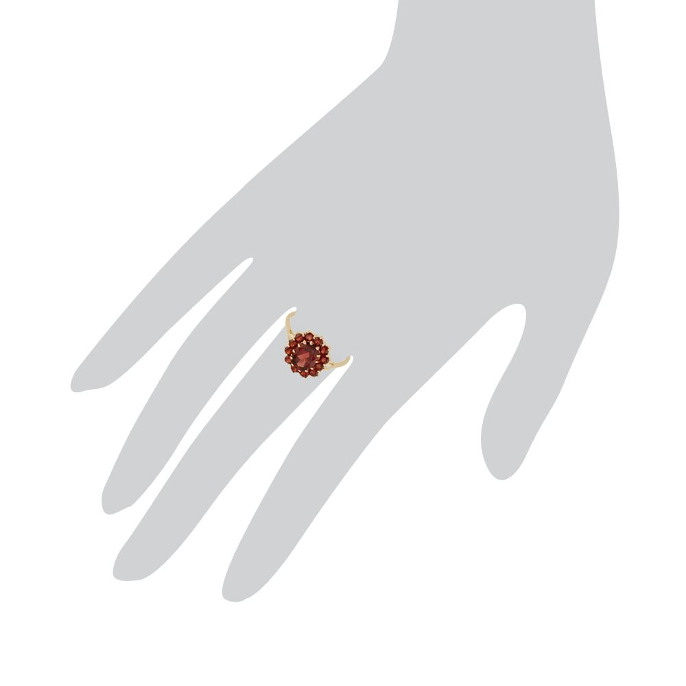 9 Ct Or Jaune 2.00ct CT GRENAT NATUREL Classique Ovale Bague style grappe