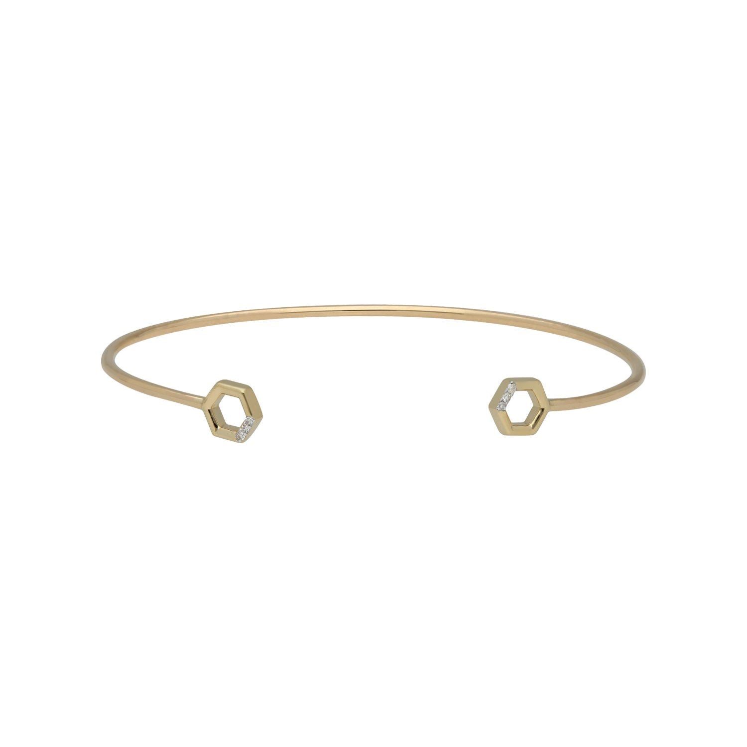Bracelet Jonc Diamant Pavé Or Jaune 375 Diamant