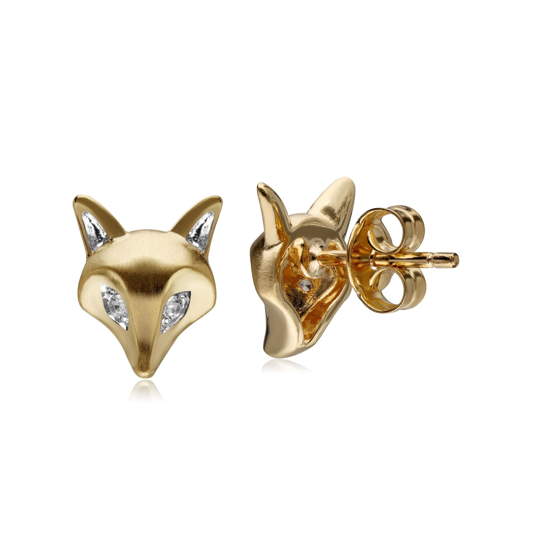 Boucles d'Oreilles Gardenia Renard avec Saphir Blanc