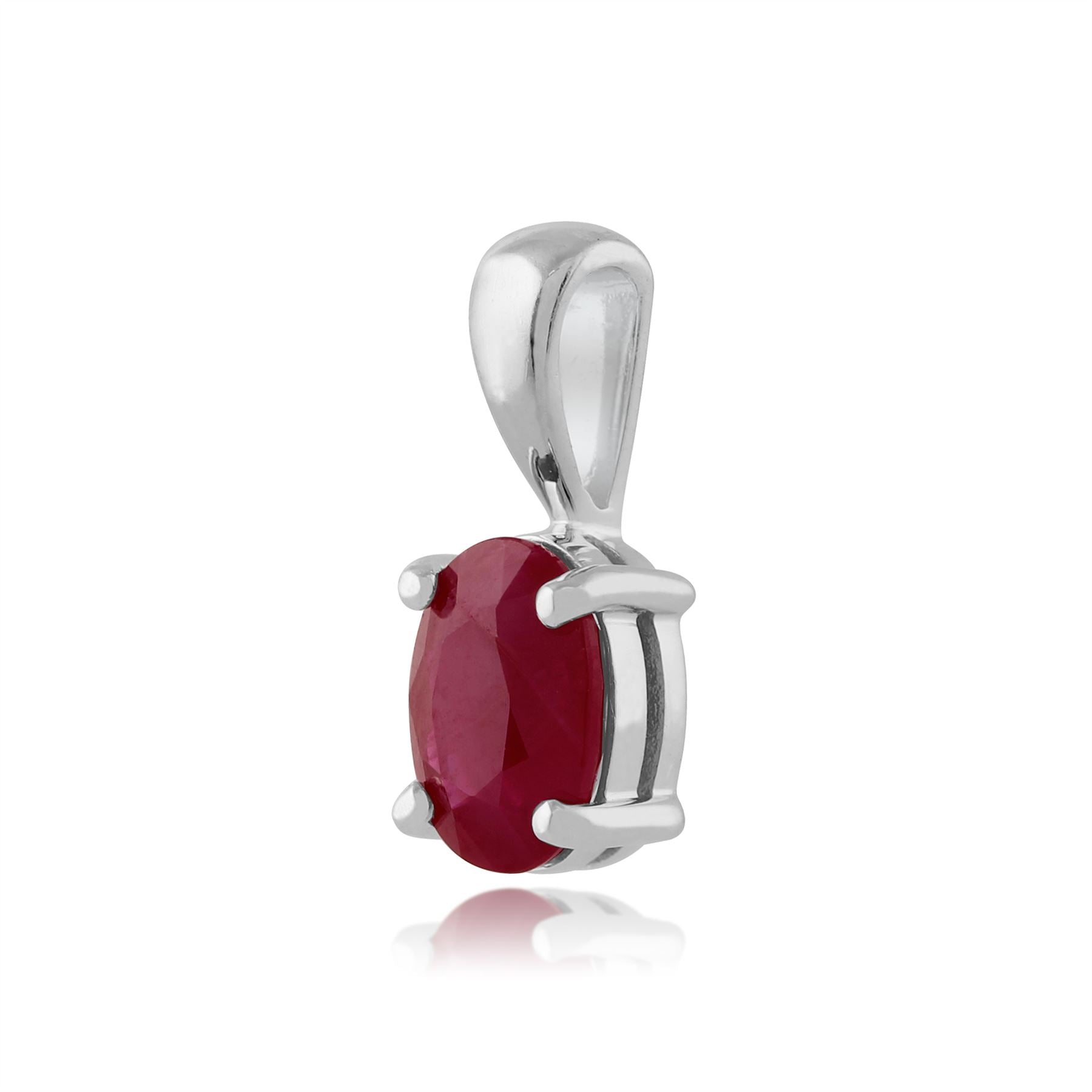 Pendentif et Boucles d'Oreilles Clou Classique Or Blanc 375 Rubis Oval