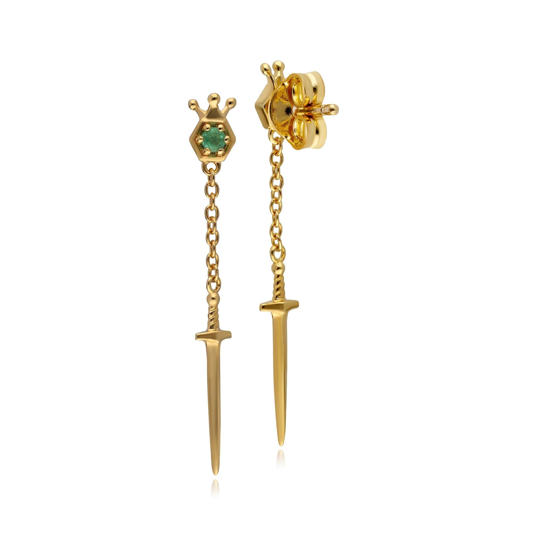 Boucles d'Oreilles Pendantes ECFEW™ 'The Liberator' Epée avec Emeraude