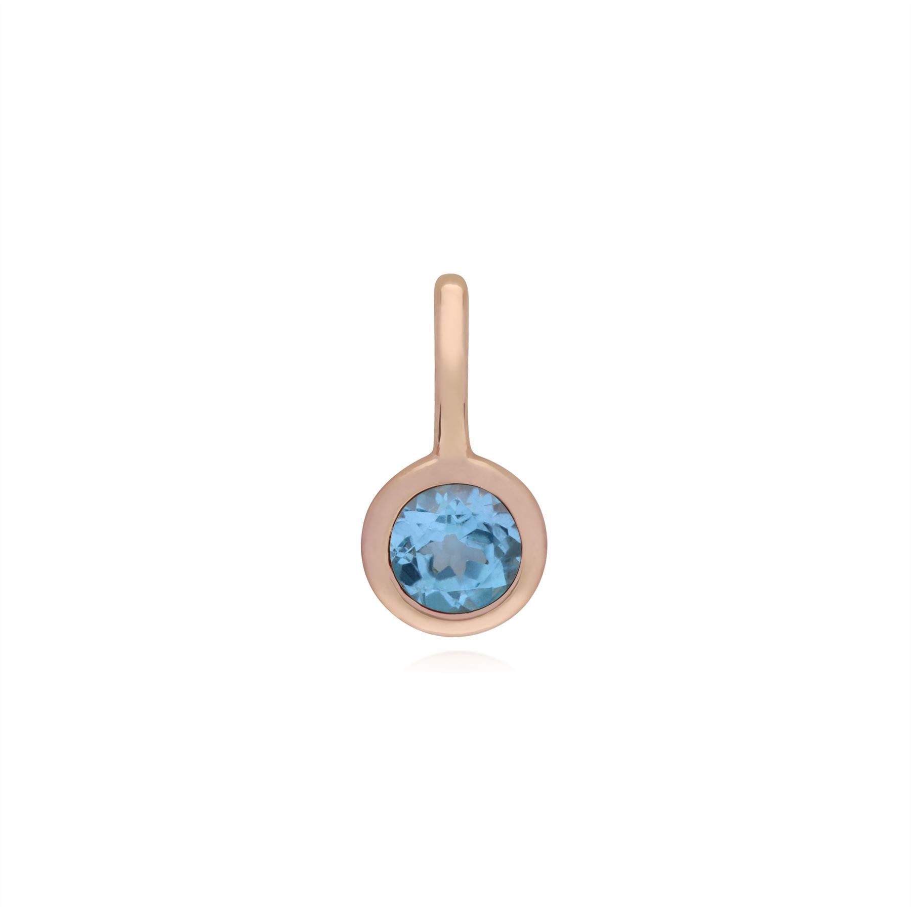 Pendentif Classique Cadenas Cœur Argent 925 Plaqué Or Rose et Charms Topaze Bleue
