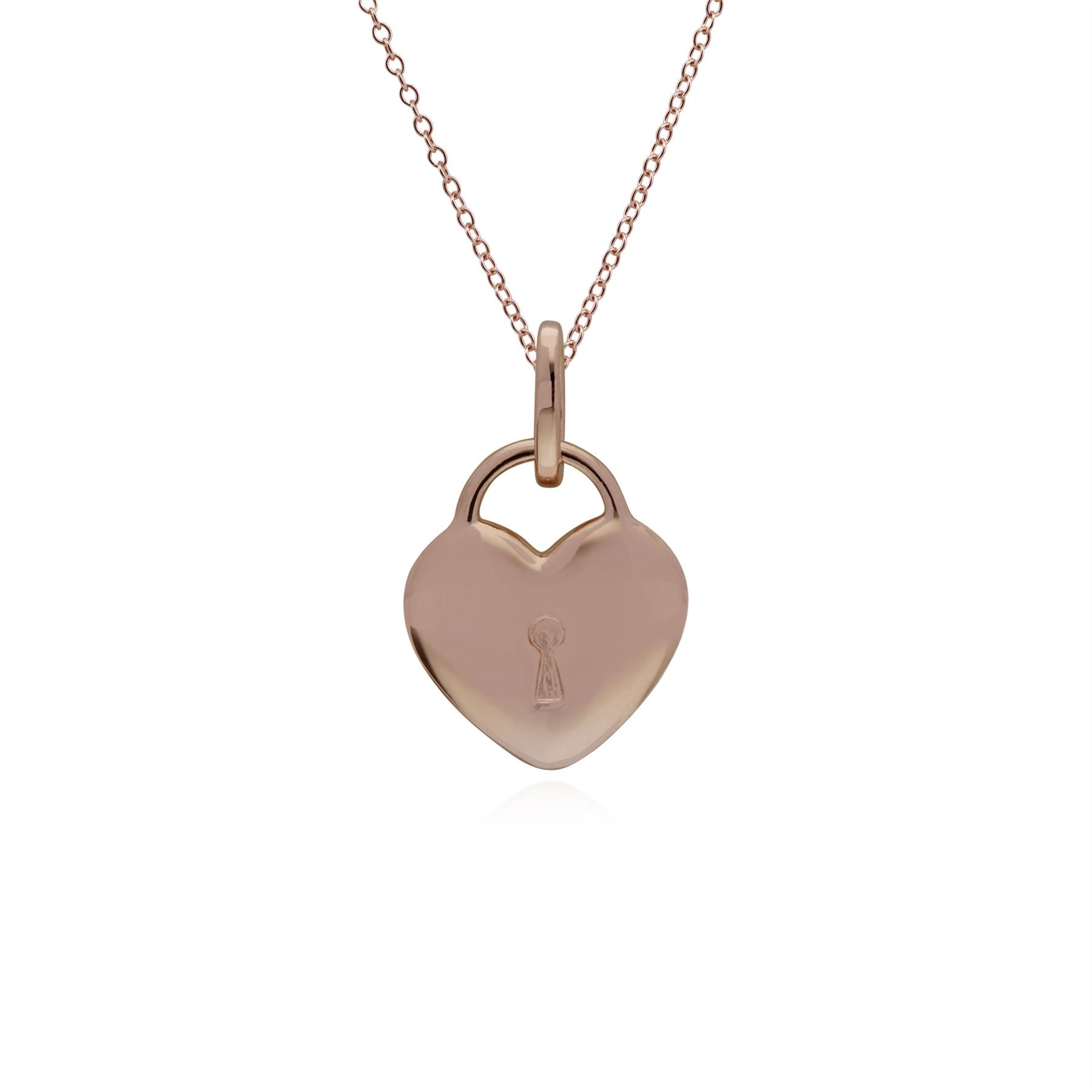 Pendentif Classique Cadenas Cœur Argent 925 Plaqué Or Rose et Charms Jade