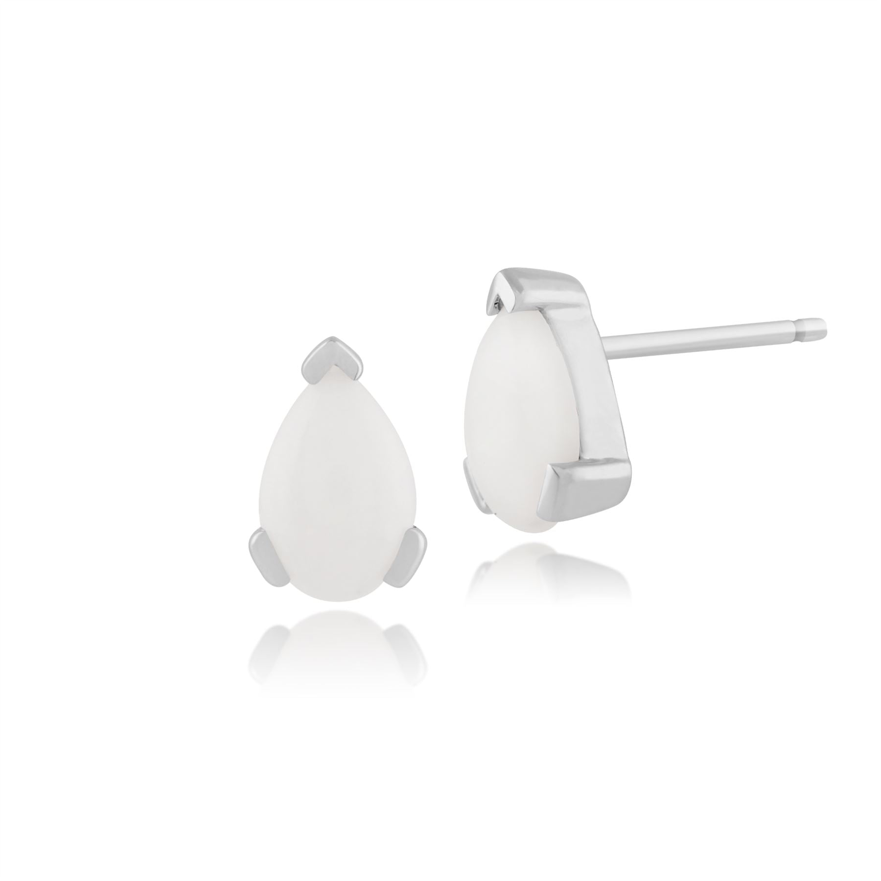 Boucles d'Oreilles Clou Classique Or Blanc 375 Opale Poire