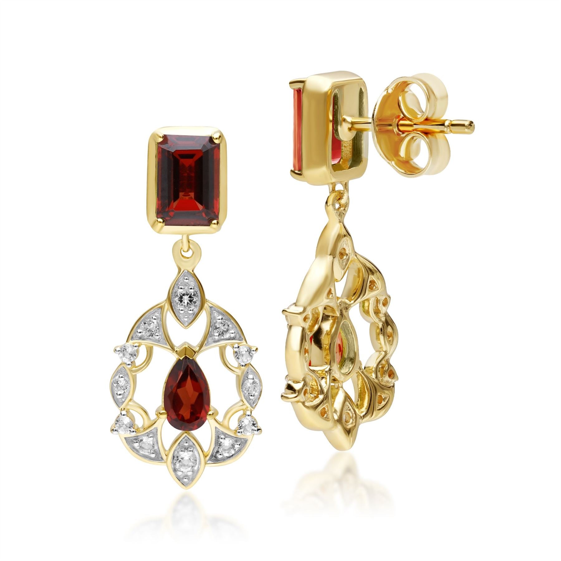 Boucles d'Oreilles ECFEW™ 'The Creator' Grenat et Topaze Blanche