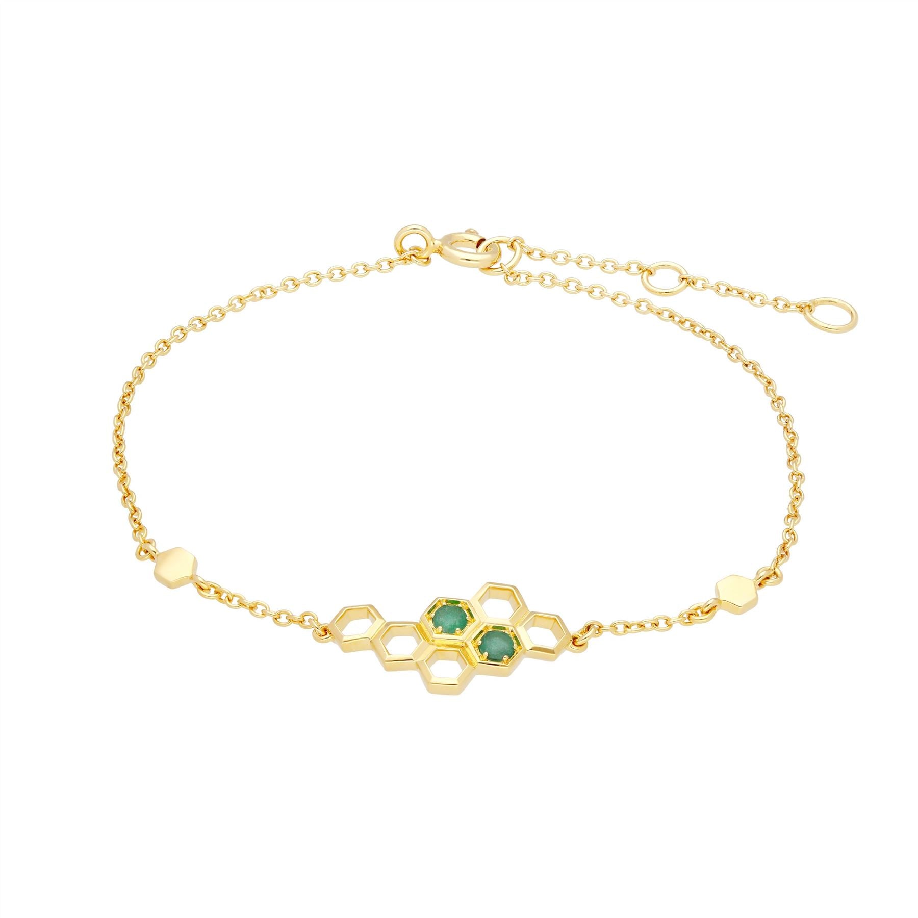 Bracelet Style Honeycomb Or Jaune 375 Emeraude