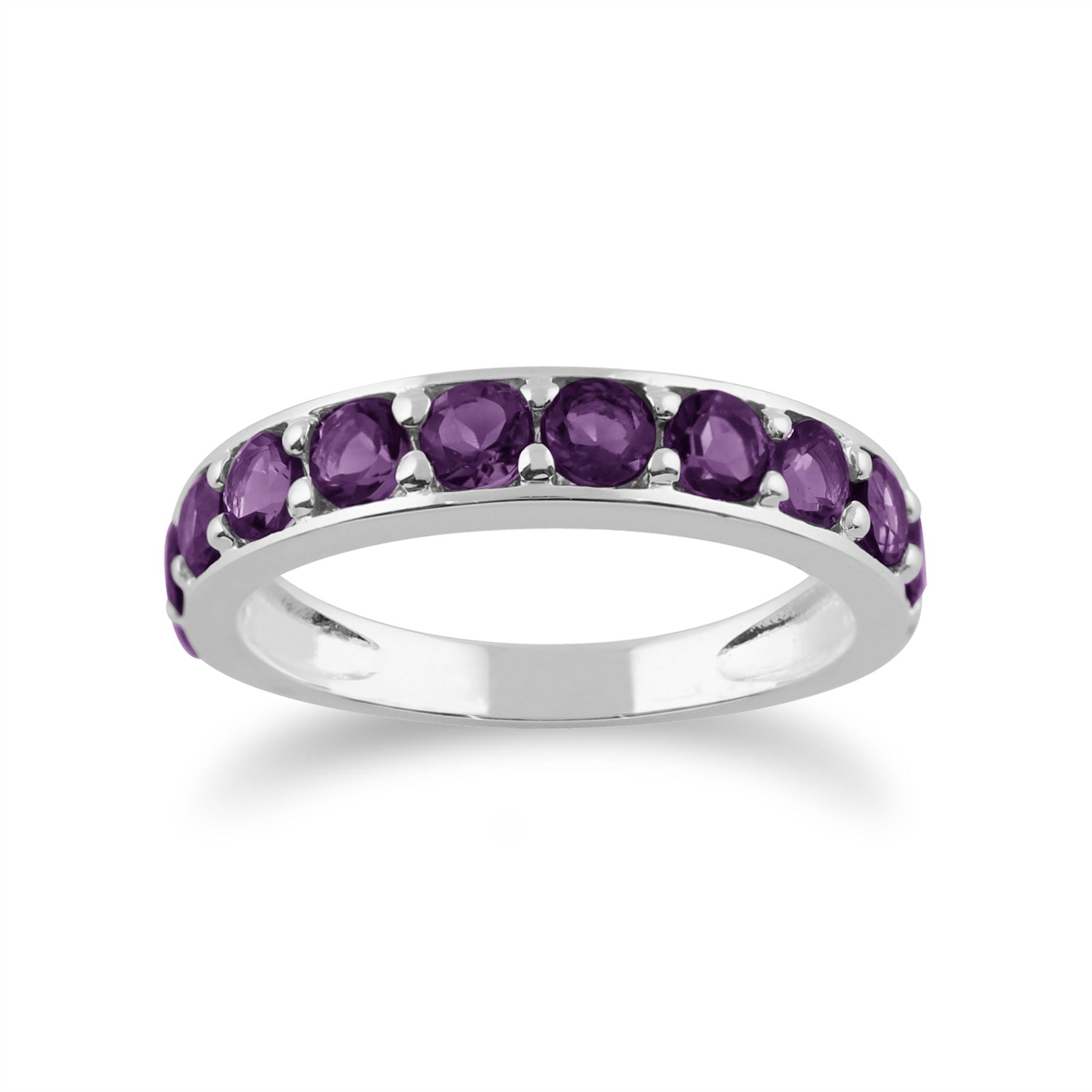 Gemondo Améthyste Bague, Argent Massif 925 1,27 CT Améthyste Demi Alliance