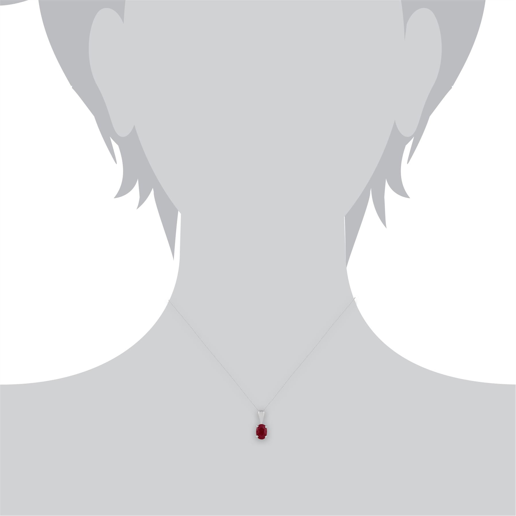 Pendentif et Boucles d'Oreilles Clou Classique Or Blanc 375 Rubis Oval