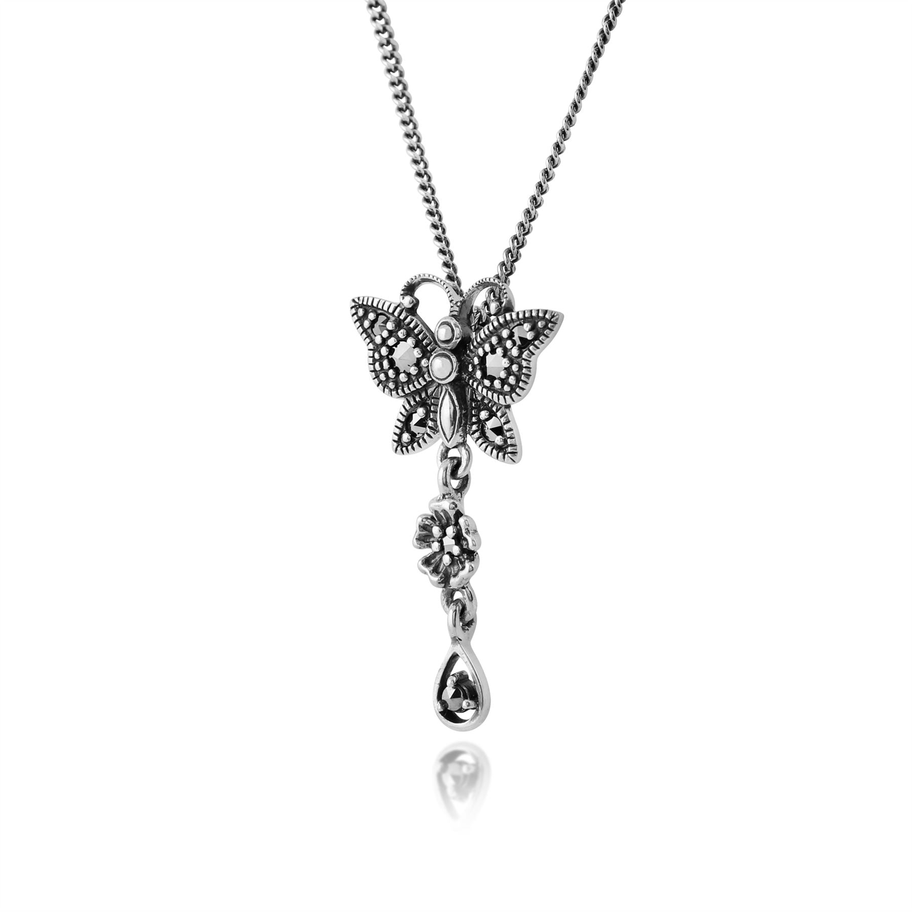 Collier Papillon Style Art Nouveau Argent 925 Marcassite