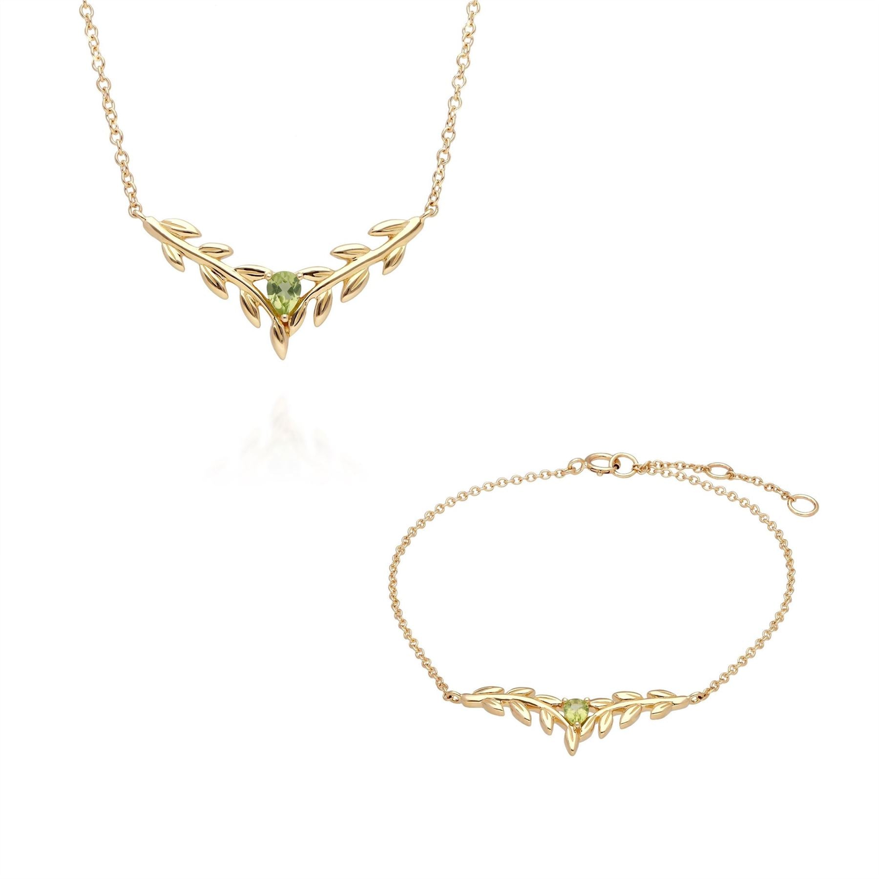 Bracelet et Collier O Leaf Or Jaune 375 Péridot