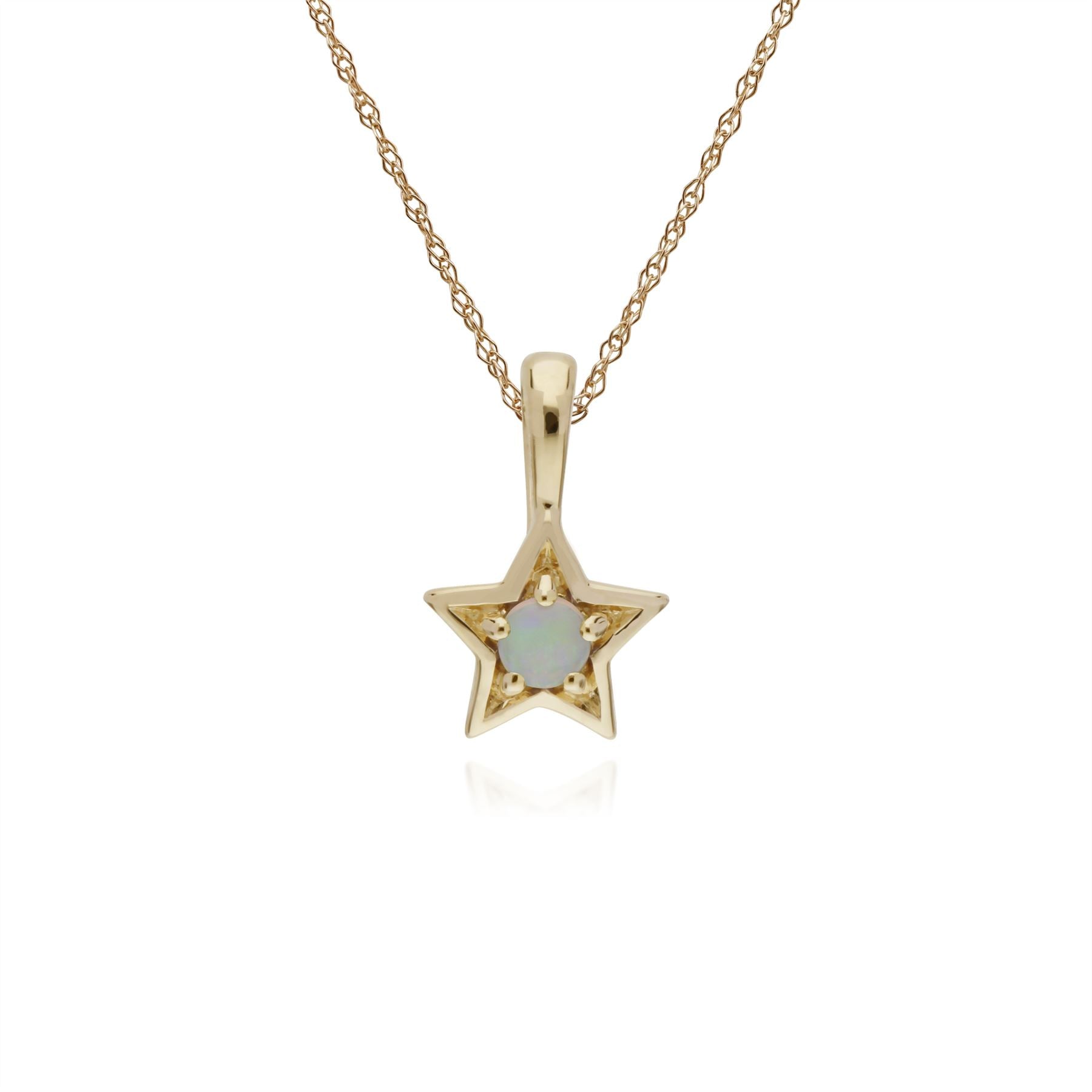 Opale Collier, 9 CT or Jaune Opale Pierre Unique Étoile Pendentif sur 45cm Chaîne