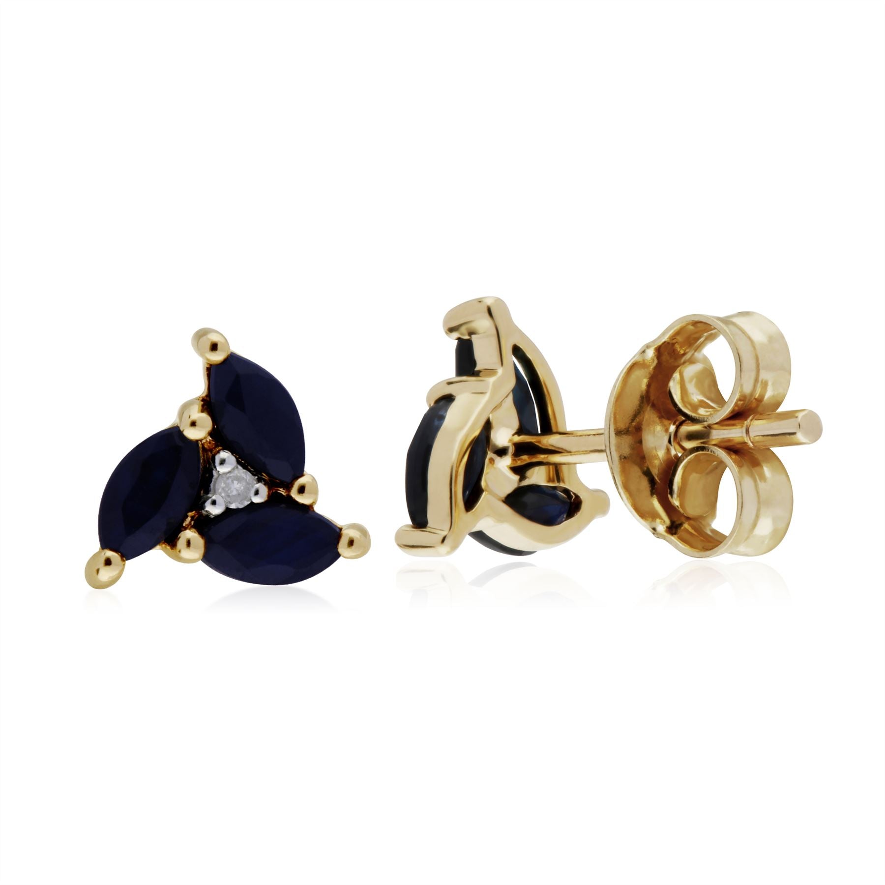 Saphir Boucles D'Oreilles, 9 CT or Jaune Saphir Marquise Grappe Boucles D'Oreilles Clous