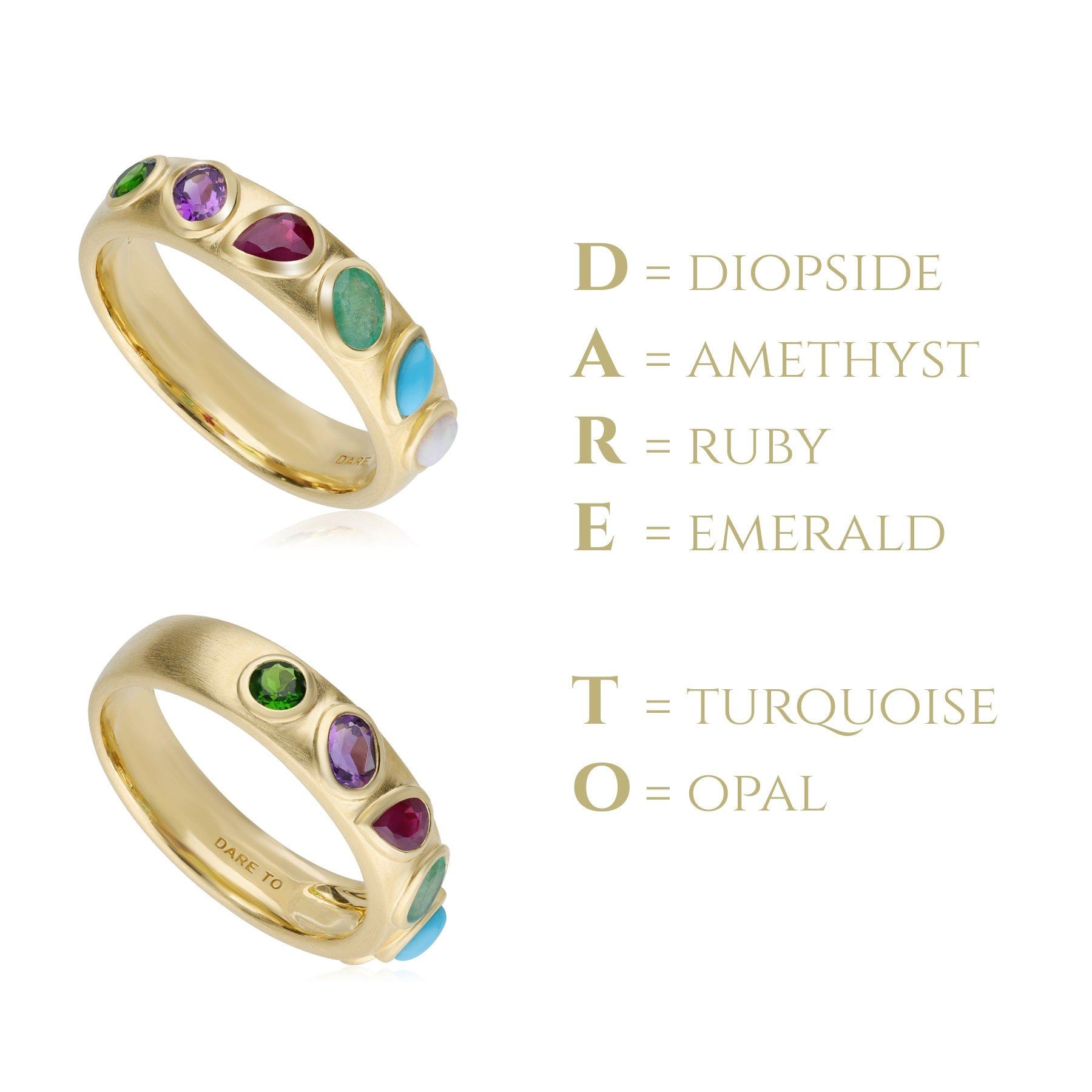 Bague Coded Whispers 'Dare To' Pierres Précieuses