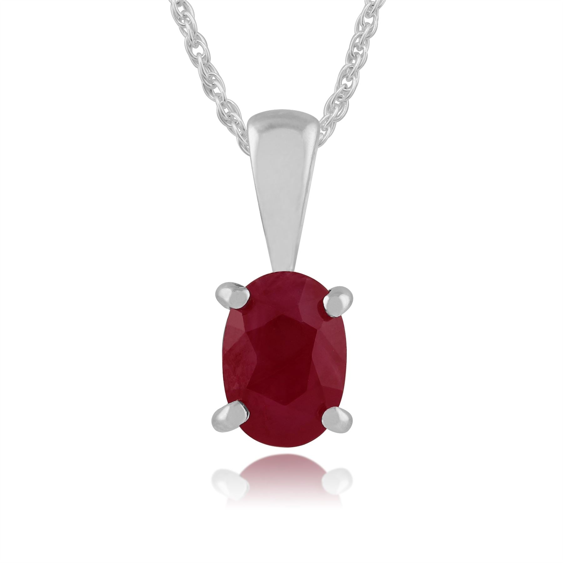 Pendentif et Boucles d'Oreilles Clou Classique Or Blanc 375 Rubis Oval