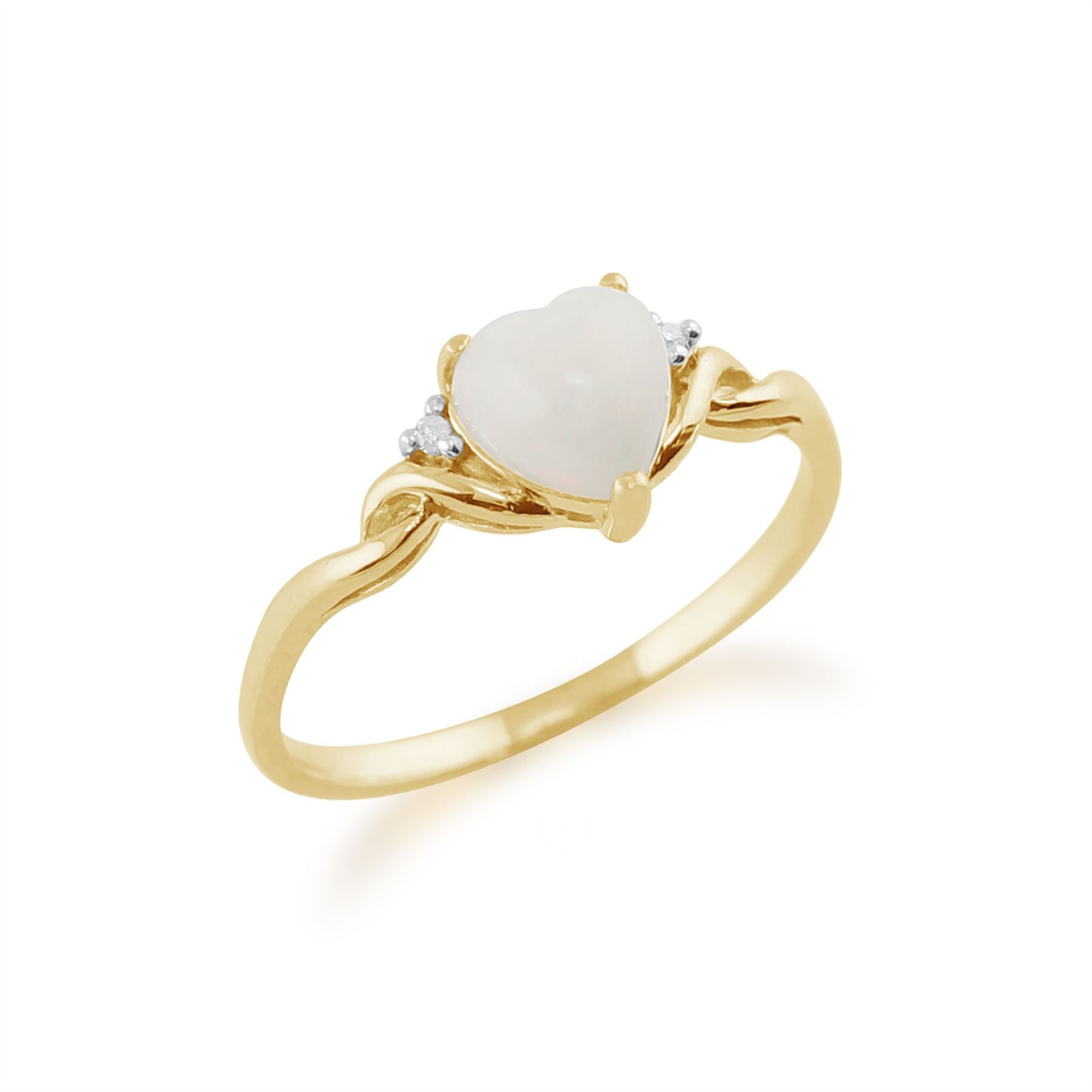 Gemondo Opale Bague, 9 CT or Jaune 0.47ct Opale & Diamant Heart Ring