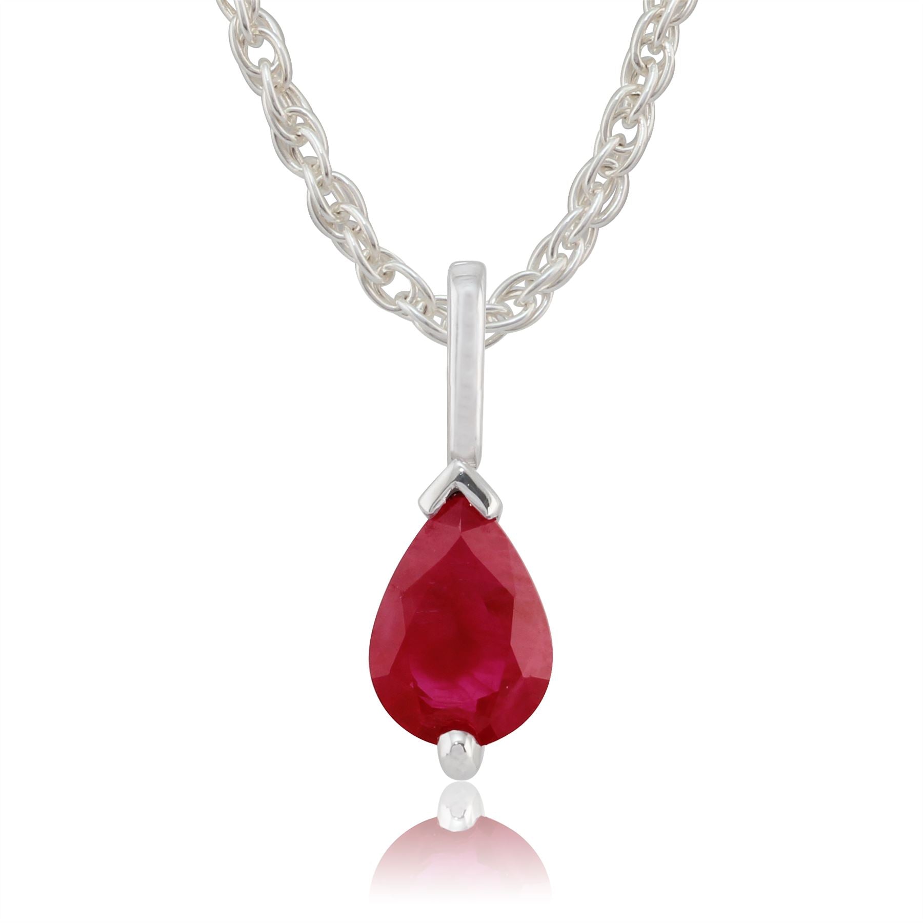 Pendentif Classique Or Blanc 375 Rubis Poire