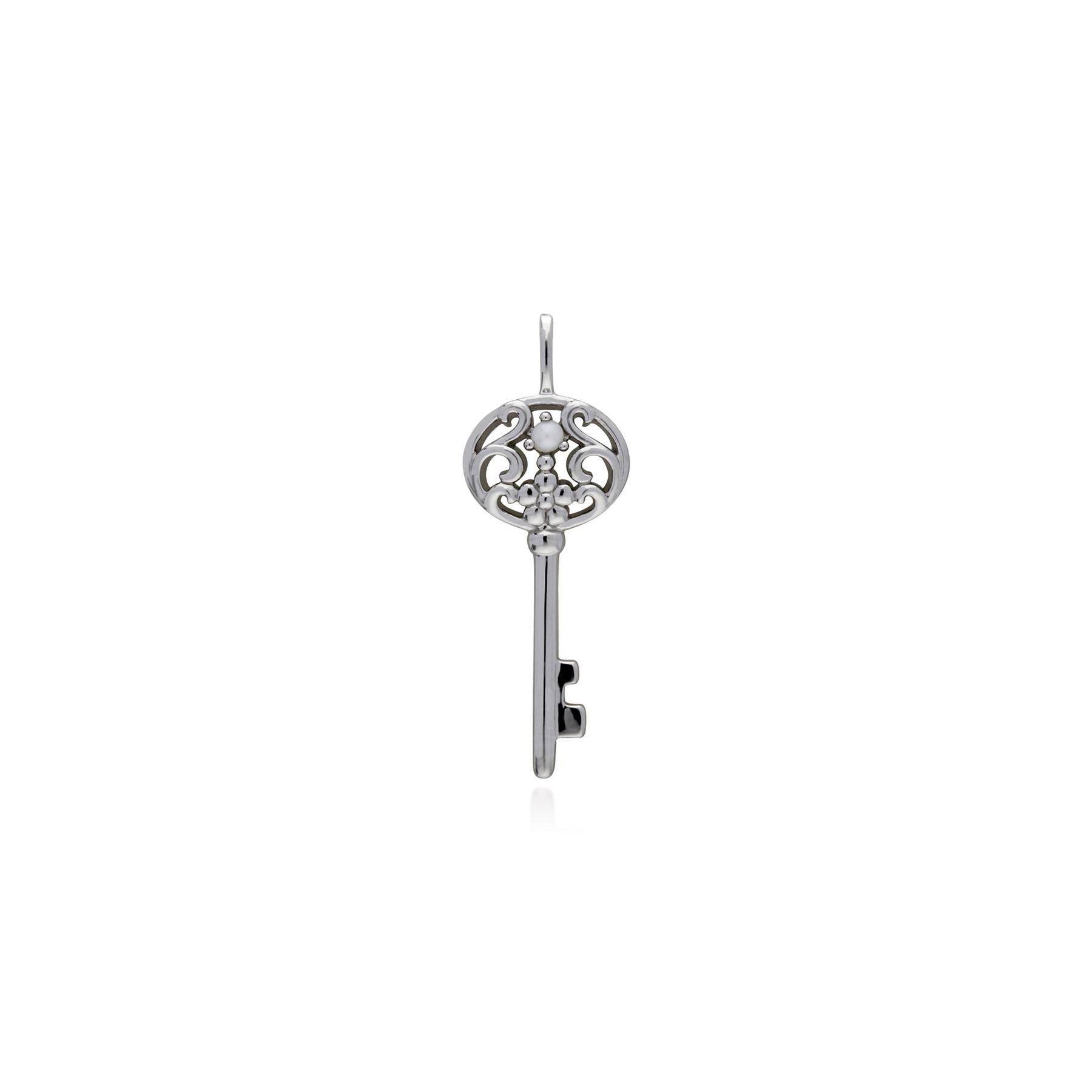 Pendentif Classique Argent 925 Grande Clé avec Perle