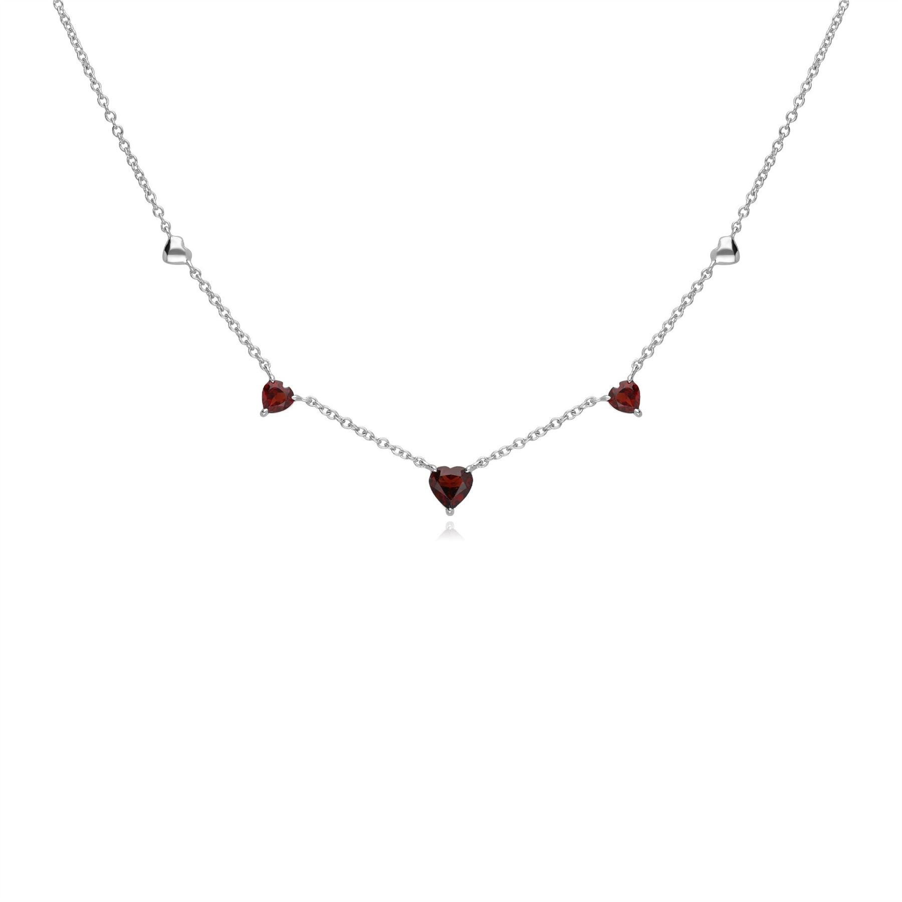 Collier Coeur Or Blanc 375 avec Grenat
