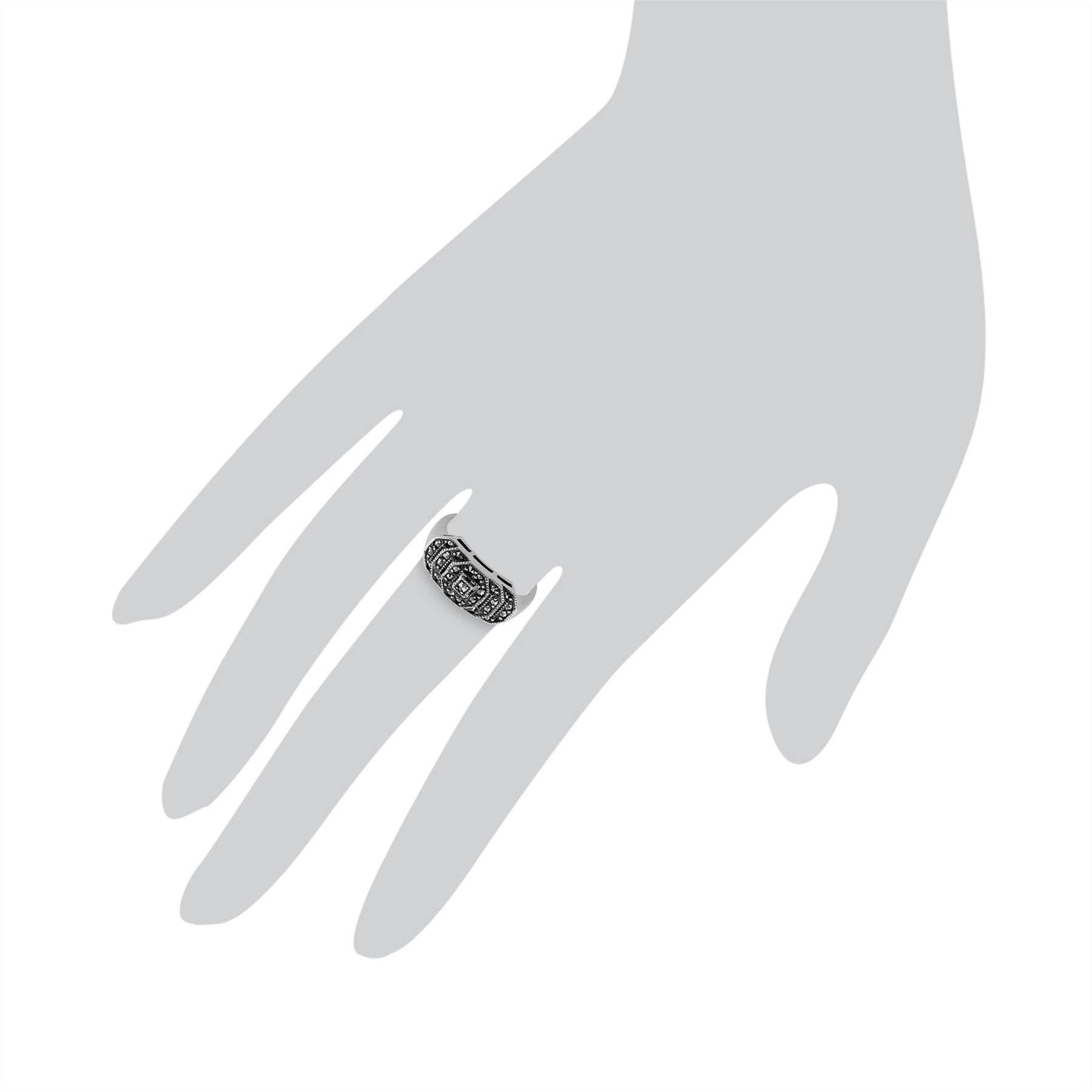 Bague Art Déco en Argent 925 avec Marcassite Ronde