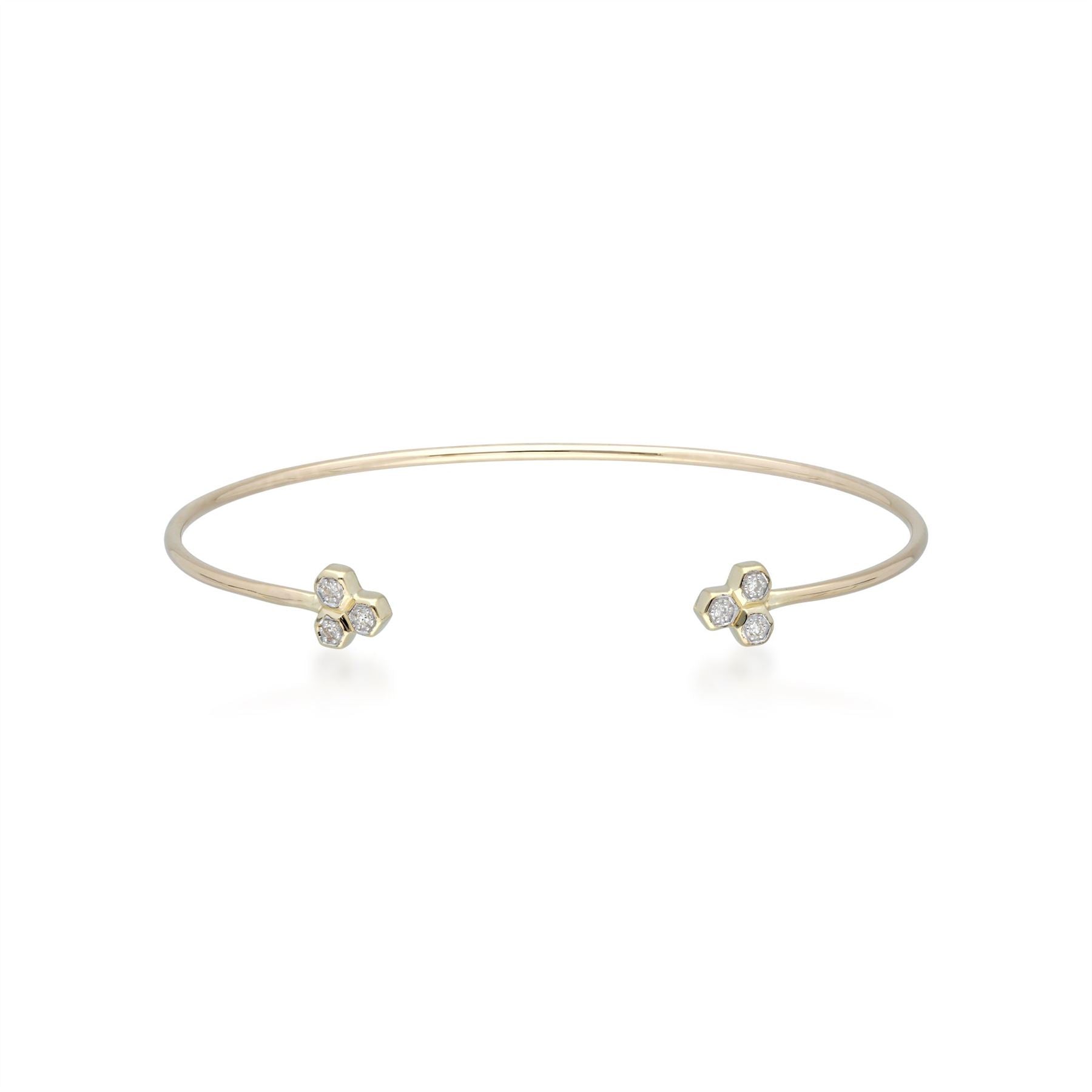 Bracelet Jonc Trilogie Géométrique Or Jaune 375 Diamant