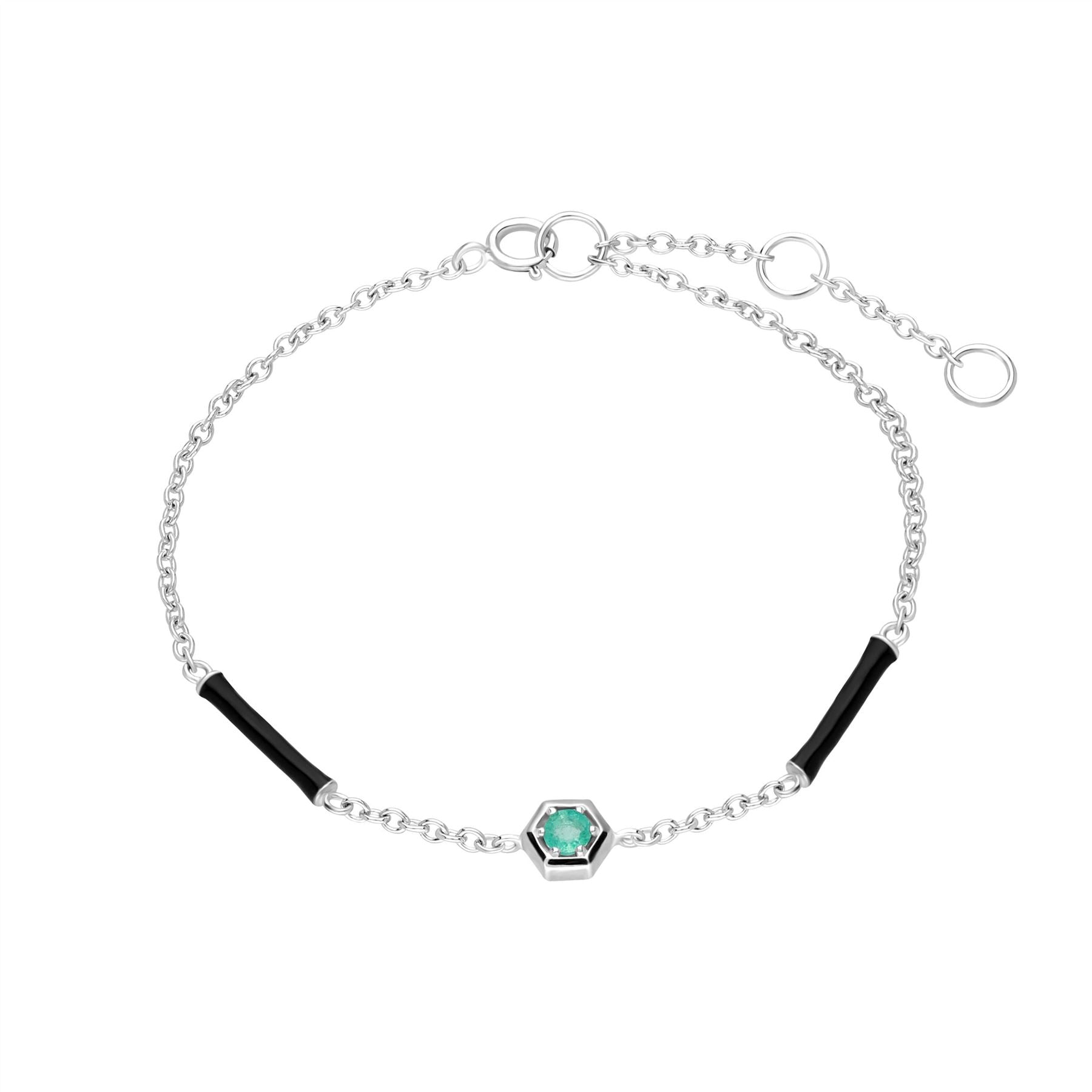 Bracelet Grand Déco avec Email & Emeraude