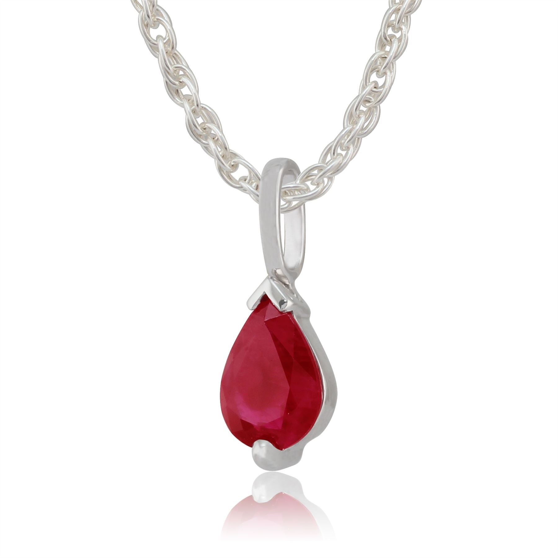 Pendentif Classique Or Blanc 375 Rubis Poire
