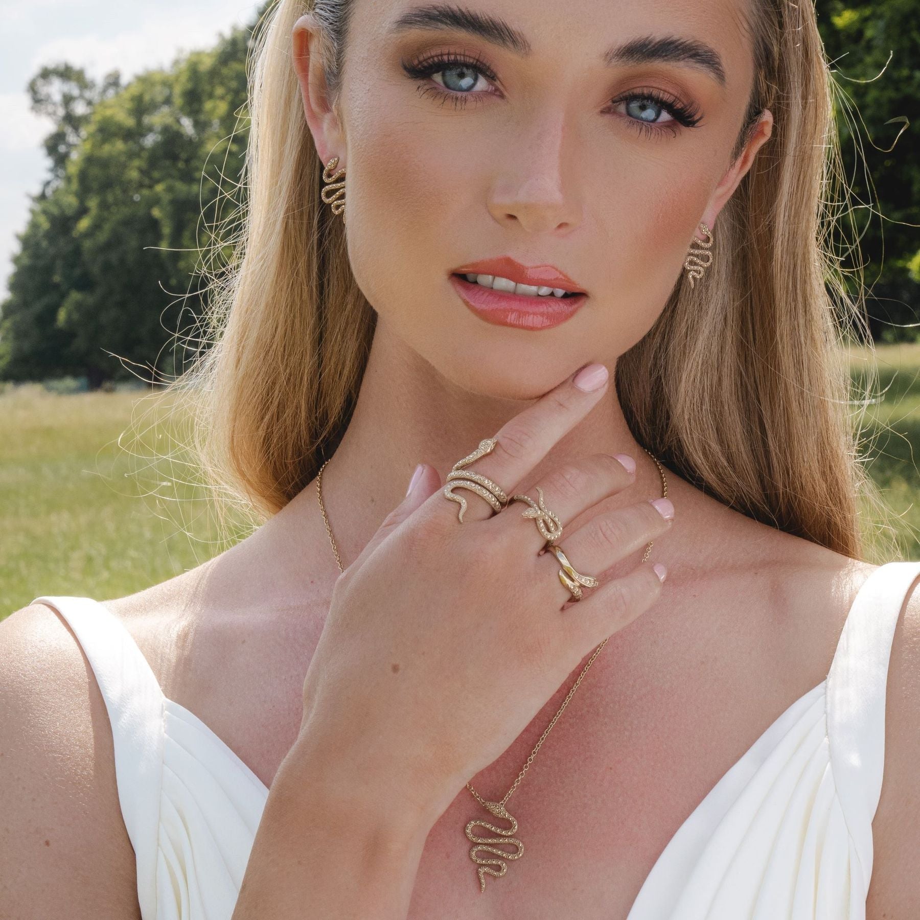 Bague Wrap Serpent Argent 925 Plaqué Or avec Marcassite