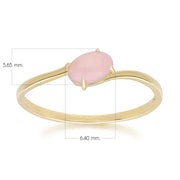 Bague Classique avec Opale Rose Ovale en Or Jaune 9ct