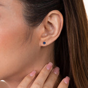 Boucles d'Oreilles Clou Classique Or Jaune 375 Saphir Rond