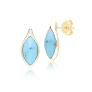 Boucles d'oreilles Clou Classique en or jaune 9 carats avec turquoise marquise