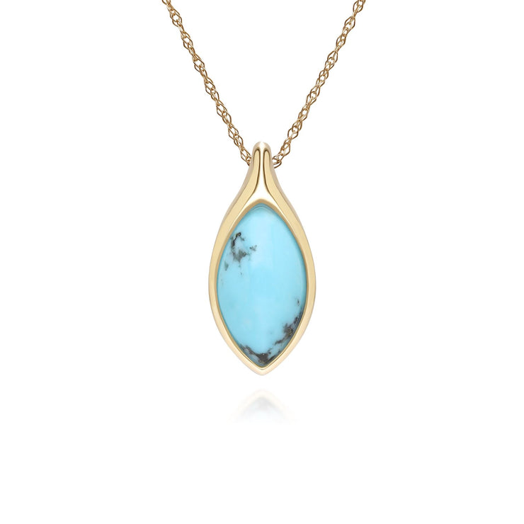 Collier pendentif classique en or jaune 9 carats avec turquoise marquise