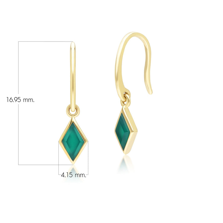 Boucles d'Oreilles Pendantes Classique avec Calcédoine en Or Jaune 9 carats