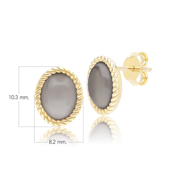 Boucles d'oreilles Clou Classique avec pierre de lune noire en or jaune 9 carats