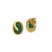 Boucles d'Oreilles Clou ECFEW™ 'The Ruler' Serpent avec Calcédoine Teinte Verte