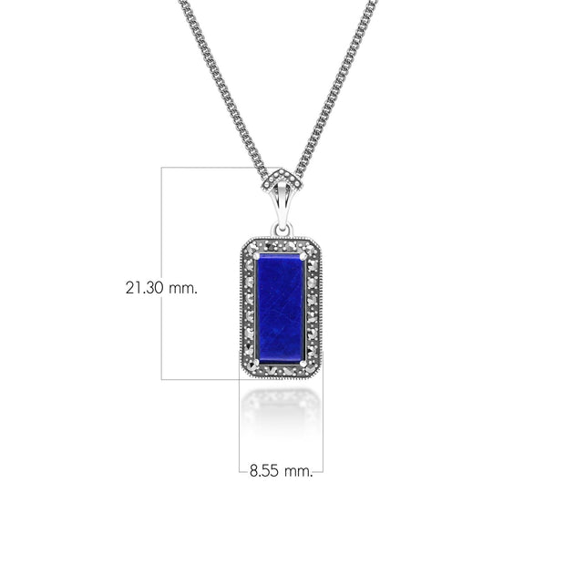 Pendentif Style Art Déco Octogone avec Lapis Lazuli et Marcassite