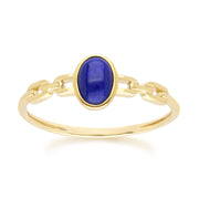 Bague Chaîne Classique avec Lapis Lazuli en Or Jaune 9 carats