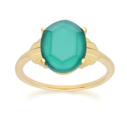 Bague Grand Deco en calcédoine ovale en vermeil doré