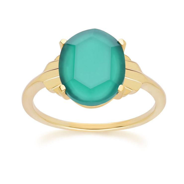Bague Grand Deco en calcédoine ovale en vermeil doré