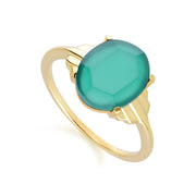 Bague Grand Deco en calcédoine ovale en vermeil doré