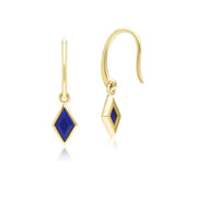 Boucles d'Oreilles Pendantes Classique avec Lapis Lazuli en Or Jaune 9 carats