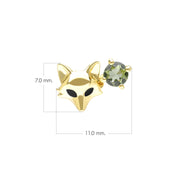 Broche Epingle renard Gardenia en or jaune 9 carats avec Peridot