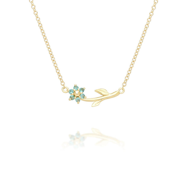 Collier Floral Vigne avec Emeraudes en Or Jaune 9ct