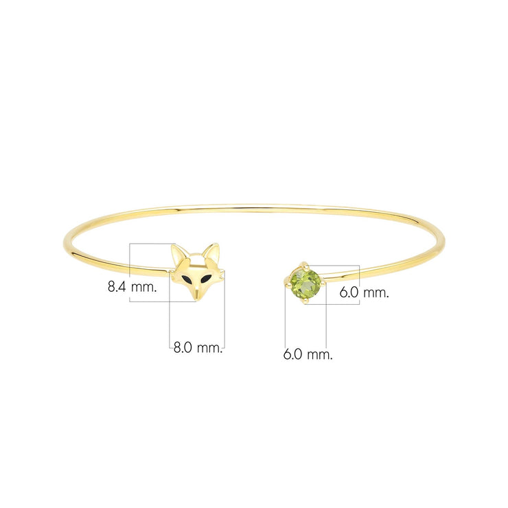 Bracelet renard Gardenia en or jaune 9 carats avec Peridot