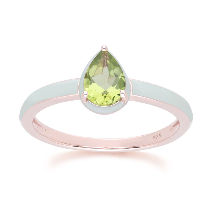 Bague Siberian Waltz En Émail Vert Et Péridot Poire En Or Vermeil Rose