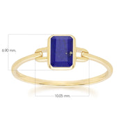 Bague Classique avec Lapis Lazuli Baguette en Or Jaune 9 carats