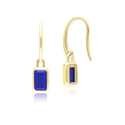 Boucles d'Oreilles Pendantes Classique avec Lapis Lazuli Baguette en Or Jaune 9 carats